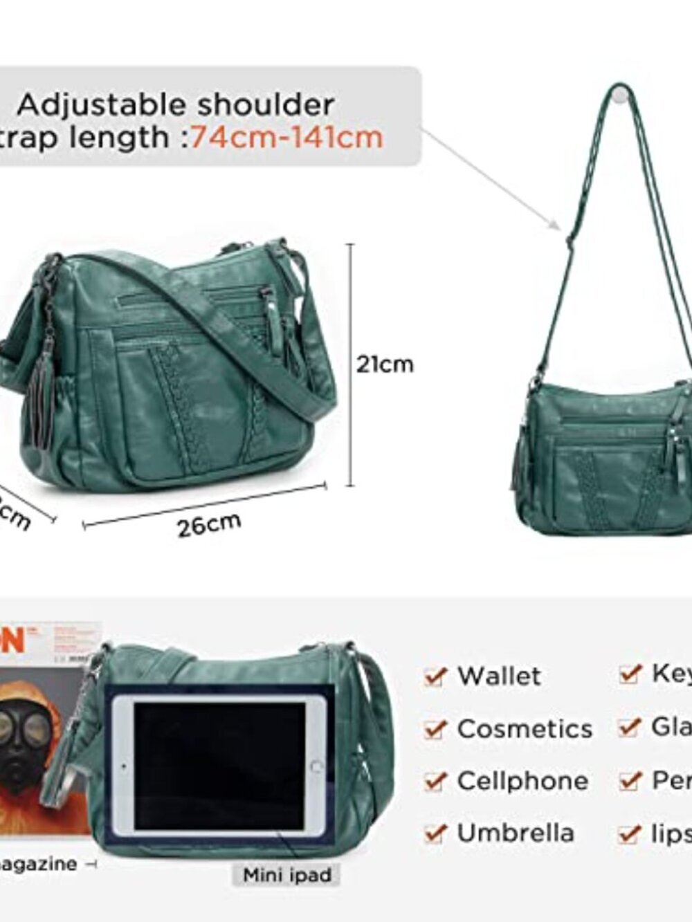 VOLGANIK ROCK VOLGANIK ROCK Crossbody Bag for Women with Tassel Ladies Soft PU l - Picture 2 of 5